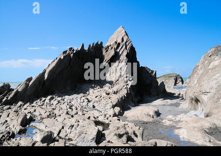 Seltsame und wunderbare Felsen an der Küste von North Devon, England, Großbritannien Stockfoto