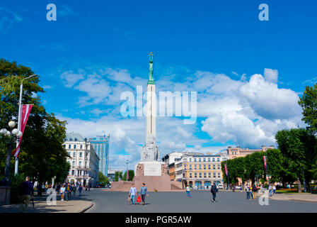 Der piemineklis, Freiheitsdenkmal, der pieminekla laukums, Riga, Lettland Stockfoto