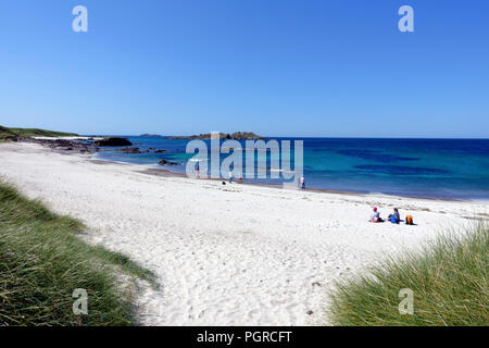 Schönen Sandstrand North Beach, Traigh verbieten, auf der Insel Iona, Innere Hebriden, Schottland Stockfoto