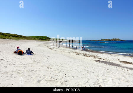 Schönen Sandstrand North Beach, Traigh verbieten, auf der Insel Iona, Innere Hebriden, Schottland Stockfoto