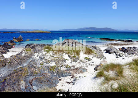 Schönen Sandstrand North Beach, Traigh verbieten, auf der Insel Iona, Innere Hebriden, Schottland Stockfoto