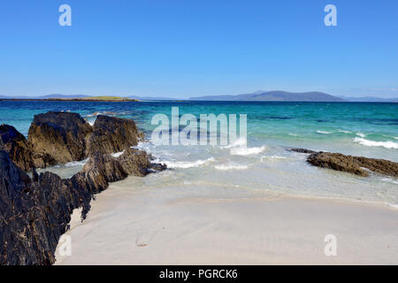 Schönen Sandstrand North Beach, Traigh verbieten, auf der Insel Iona, Innere Hebriden, Schottland Stockfoto