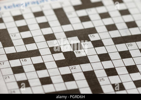 Die leere Kreuzworträtsel closeup Stockfoto