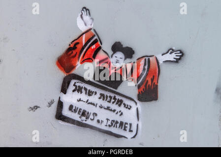 Israel, Tel Aviv - 18. August 2018: Graffiti von netta Barzilai Stockfoto