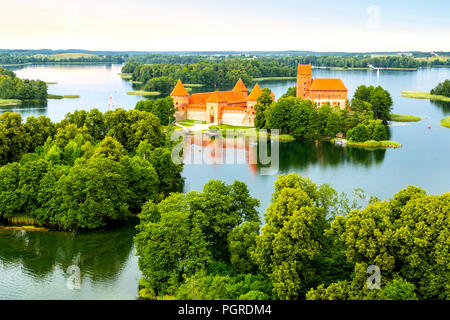 Luftbild der alten Burg. Trakai Stockfoto