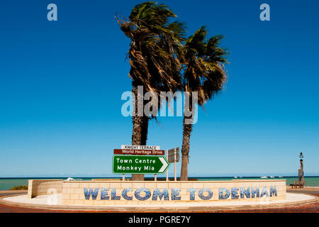 Denham Stadt Zeichen - Western Australia Stockfoto