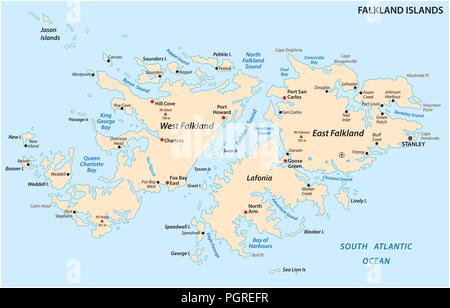 Die Falkland Inseln, auch Malvinas, politischen Vektorkarte. Stock Vektor