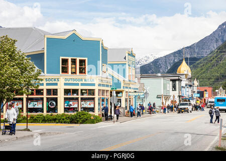 Die Hauptstraße in Skagway, Alaska, USA Stockfoto