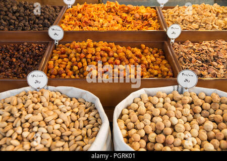 Markt auf dem Basar von Zanjan, Iran ausgeht. Stockfoto