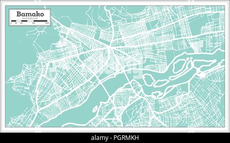 Bamako Mali Stadtplan im Retro-stil. Übersichtskarte. Vector Illustration. Stock Vektor