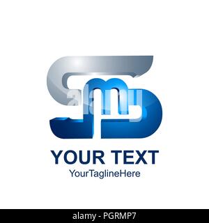 Anfangsbuchstaben SM logo Vorlage farbig Silber Blau Design für Business und Unternehmen Identität Stock Vektor