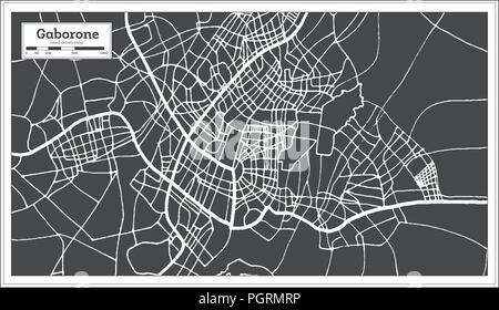 Gaborone Botswana Stadtplan im Retro-stil. Übersichtskarte. Vector Illustration. Stock Vektor