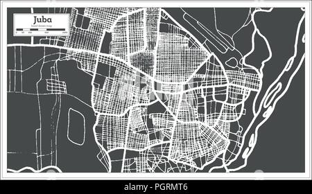 Juba im Südsudan Stadtplan im Retro-stil. Übersichtskarte. Vector Illustration. Stock Vektor