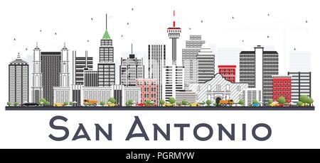 San Antonio Texas City Skyline mit grauen Gebäude isoliert auf Weiss. Vector Illustration. Stock Vektor