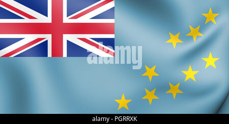 3D-Flagge von Tuvalu. 3D-Darstellung. Stockfoto