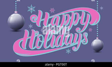 Happy Holidays hand Schriftzug in Bubble-gum Stil Stock Vektor