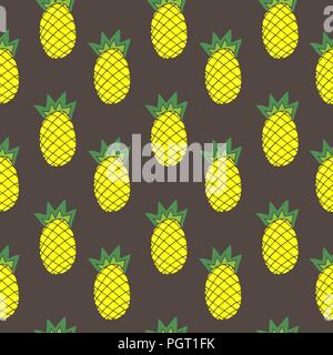 Abbildung: Ananas auf braunem Hintergrund, Vektor nahtlose modischen Hintergrund Stock Vektor