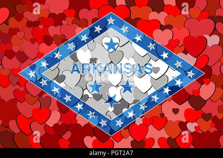 Arkansas aus Herzen Hintergrund - Illustration, Flagge von Arkansas mit Herz Hintergrund Stock Vektor