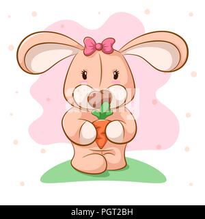 Lustige cartoon Hase mit Karotte. Stock Vektor