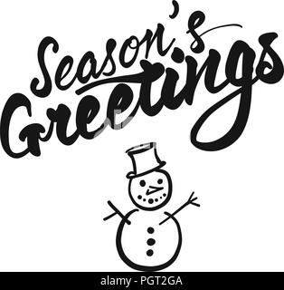 Seasons Greetings Schriftzug. Schöne saisonale kalligraphisches Kunstwerk für Grußkarten. Handgezeichneten vektor Skizze. Stock Vektor