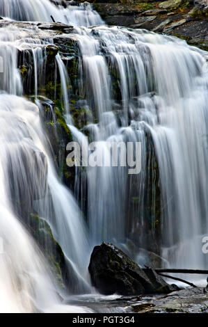 Berg Wasserfall fällt über glatte Moos Felsen in verschwommene Bewegung in der Great Smokey Mountains in Tennessee. Stockfoto