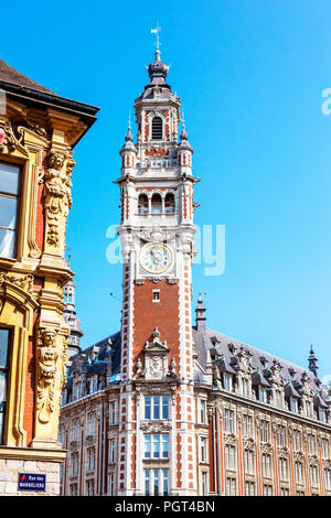 Glockenturm der Industrie und Handelskammer, Chambre de Commerce et de l'industrie, in Place du Theatre, Lille, Hants de Frankreich, Flandern, Frankreich Stockfoto