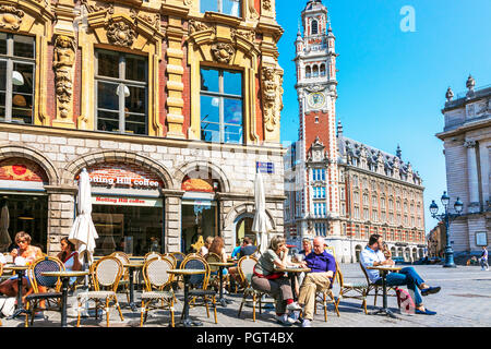 Glockenturm der Industrie und Handelskammer, Chambre de Commerce et de l'industrie, in Place du Theatre, Lille, Hants de Frankreich, Flandern, Frankreich Stockfoto