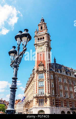 Glockenturm der Industrie und Handelskammer, Chambre de Commerce et de l'industrie, in Place du Theatre, Lille, Hants de Frankreich, Flandern, Frankreich Stockfoto