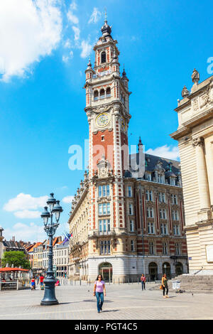 Glockenturm der Industrie und Handelskammer, Chambre de Commerce et de l'industrie, in Place du Theatre, Lille, Hants de Frankreich, Flandern, Frankreich Stockfoto