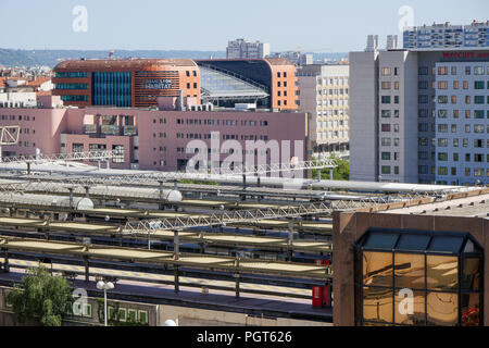 Allgemeine Ansicht eines Part-Dieu, vom Dach der Sky Building, Lyon, Frankreich Stockfoto