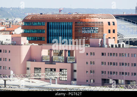 Allgemeine Ansicht eines Part-Dieu, vom Dach der Sky Building, Lyon, Frankreich Stockfoto