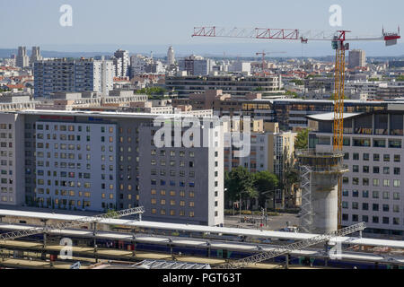 Allgemeine Ansicht eines Part-Dieu, vom Dach der Sky Building, Lyon, Frankreich Stockfoto