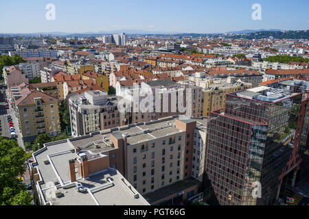 Allgemeine Ansicht eines Part-Dieu, vom Dach der Sky Building, Lyon, Frankreich Stockfoto