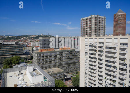 Allgemeine Ansicht eines Part-Dieu, vom Dach der Sky Building, Lyon, Frankreich Stockfoto