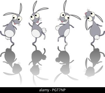 Tanzen Kaninchen cartoon mit weißem Hintergrund Stock Vektor
