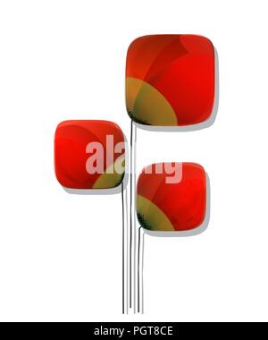 Vintage aquarell Mohn Blumen auf Weiß Stock Vektor