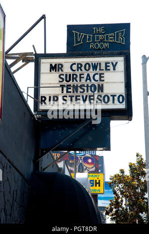 Außen- und Zeichen für die Viper Room Nachtclub auf dem Sunset Strip in Los Angeles, CA Stockfoto