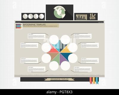 Retro Style Infografik Vorlage Stock Vektor