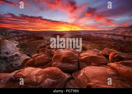 Felsformationen bei Sonnenuntergang, Grand Staircase-Escalante NM, Utah Stockfoto