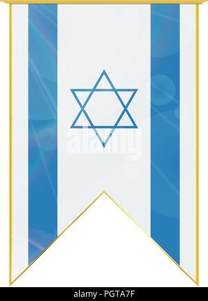 Luxus vertikale Ribbon mit Israel Flagge in Gold gerahmt Stock Vektor