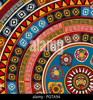 Abstract vector Tribal ethnischen Hintergrund mit Sun Symbol Stock Vektor