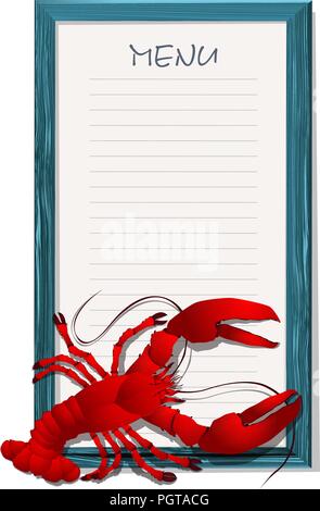 Sea Food Restaurant mit roten Hummer Menü Stock Vektor