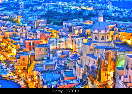 Panorama der Insel Procida, eine Gemeinde mit der Metropole Neapel, Kampanien, Italien. Stockfoto