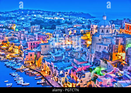 Panorama der Insel Procida, eine Gemeinde mit der Metropole Neapel, Kampanien, Italien. Stockfoto