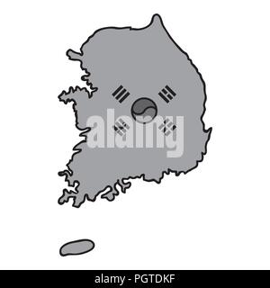 Südkorea Symbol in Schwarzweiß-Stil auf weißem Hintergrund. Südkorea symbol Vektor Illustration. Stock Vektor