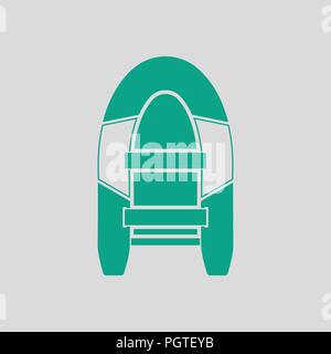 Ikone der Schlauchboot. Grauer Hintergrund mit grün. Vektor-Illustration. Stock Vektor