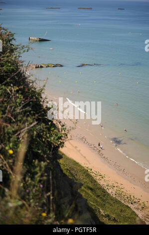 Allied Stege von Arromanches-les-Bains Stockfoto