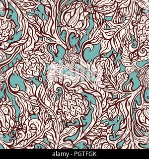 Exotischen Garten. Hand gezeichnet Blumenmuster, Vintage Style Stock Vektor