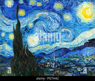 Van Gogh, sternenklare Nacht. "Sternennacht" von Vincent Van Gogh (1853-1890), Öl auf Leinwand, 1889 Stockfoto