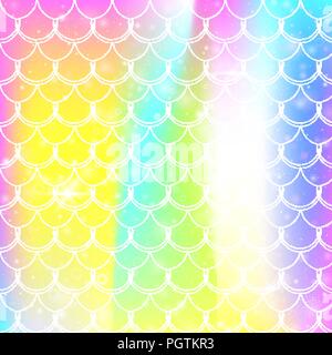 Prinzessin meerjungfrau Hintergrund mit Kawaii rainbow Skalen Muster. Stock Vektor